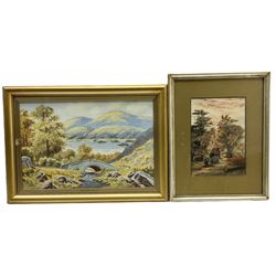 W A G (British 19th century): Rural Cottage with Figures, watercolour signed together with R Dean (British 20th century): 'Ashness Bridge' Keswick Lake District, watercolour signed max 24cm x 37cm (2)