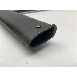 French Model 1866 Chassepot bayonet with 57cm curving fullered steel blade dated 1873 No.L63963; in steel scabbard with conforming number L71.5cm overall; and French St. Etienne Gras bayonet dated 1878 No.K10674 in steel scabbard numbered 79437 (2)