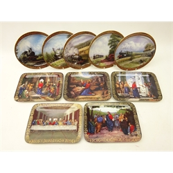  Set of five Bradford exchange Davenport 'When the Trains Went By' series ltd.ed. collectors plates, by Don Breckon & set of five 'Light of The World' series ltd.ed. rectangular collectors plates (10)  