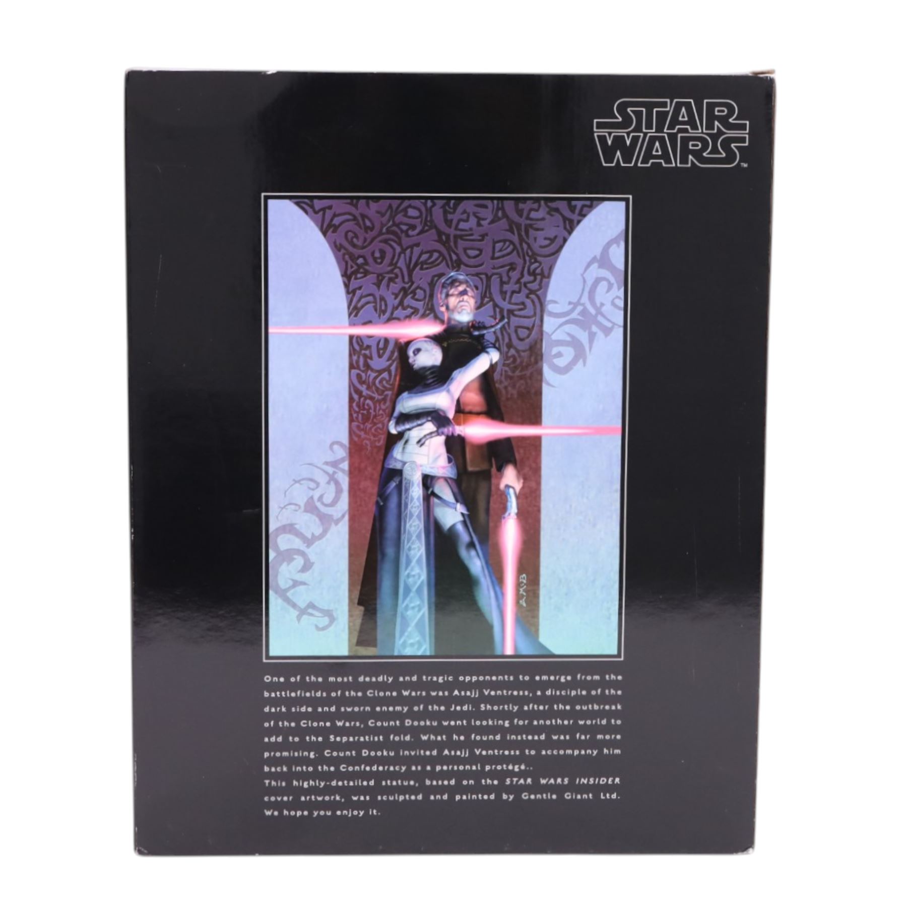 Gentle Giant limited edition Asajj Ventress and Count Dooku statue, boxed with certificate of authenticity