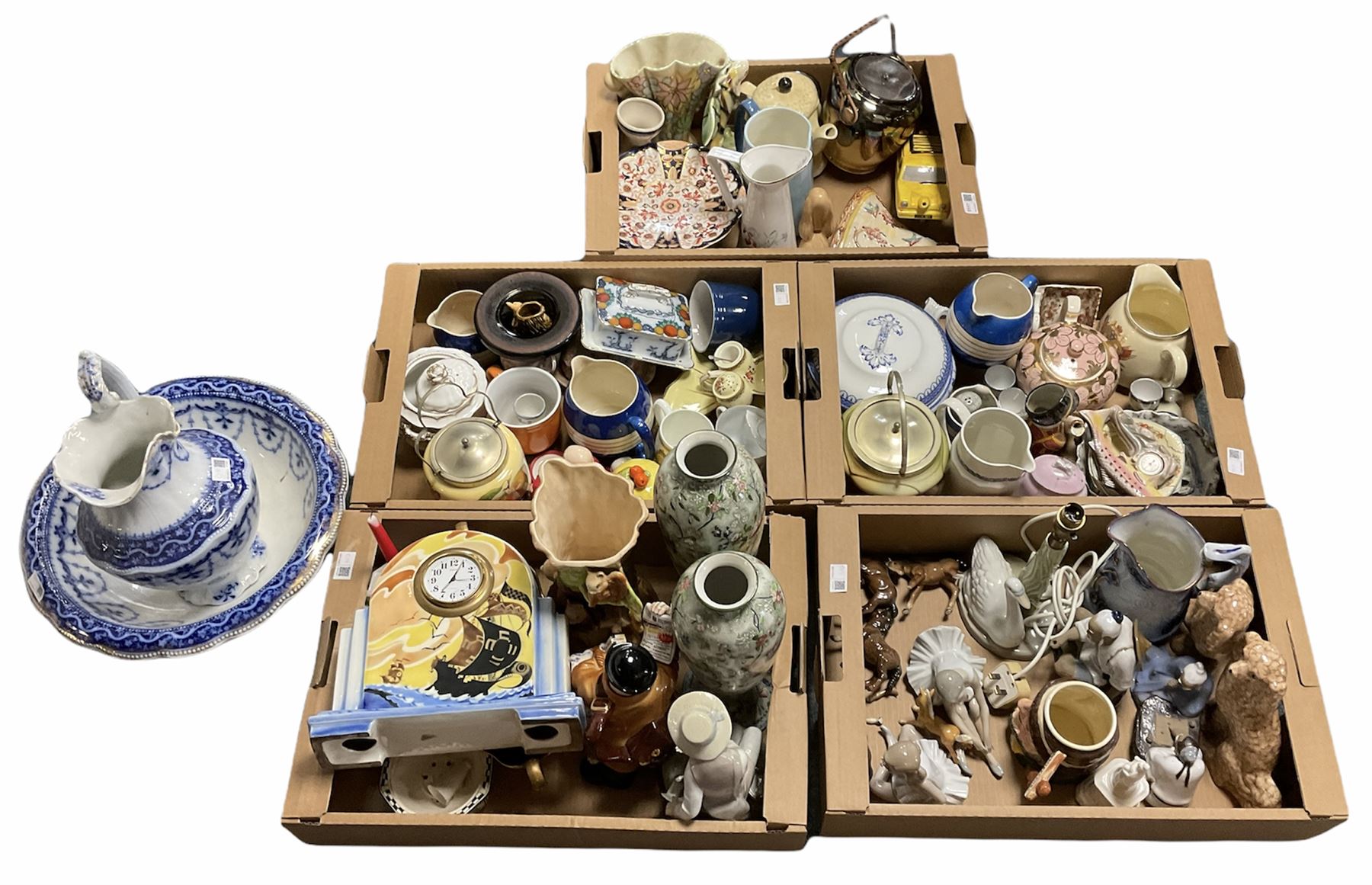 Quantity of ceramics to include Beswick foals, Nao figures, Ringtons novelty teapot, Sylvac etc