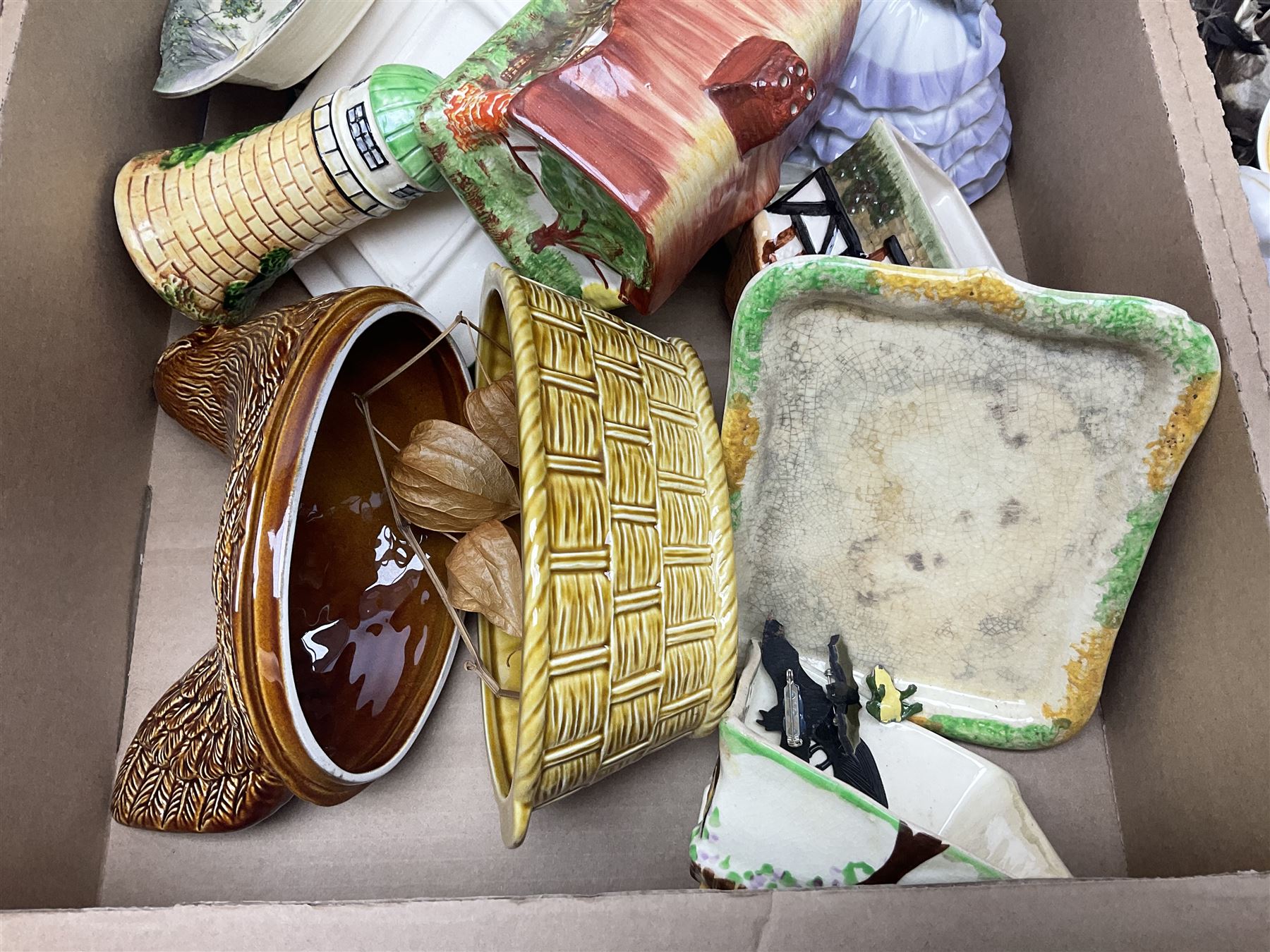 Teacups and saucers, including examples by Royal Worcester, Paragon and Shelley, together with a collection of other ceramics and collectables, in three boxes