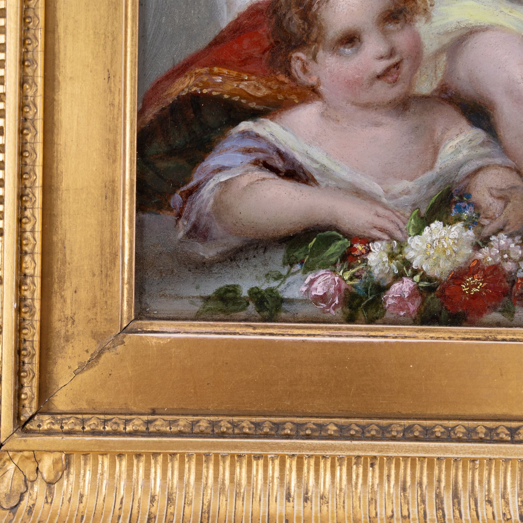 Siegfried Detlev Bendixen (German 1786-c1864): 'Faith' and 'Love', pair oils on panel faintly signed and one dated 1866, titled and inscribed verso 'Painted by S Bendixen 1866 and finished for the Countess of Tyrconnel at Kiplin March 1867', relating these to Kiplin Hall, near Richmond, and the Countess Sarah Carpenter (1799-1868), 27cm x 22cm (2)
Notes: Although the death of the artist is widely recorded as 1864, there is little information available regarding his time in England after moving to London in 1832, and the circumstances of his death are unknown. These portraits being dated 1866/1867 plausibly suggests that he died at a later date.