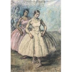 Ernest Heber Thompson (New Zealand 1891-1971): 'Premiere Ballerinas', pastel and pencil signed, remains of original title/address label verso 41cm x 29cm