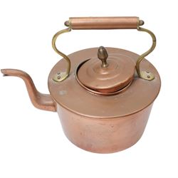 Victorian bronze weight; large padlock, jam pan, copper kettle and warming pan 