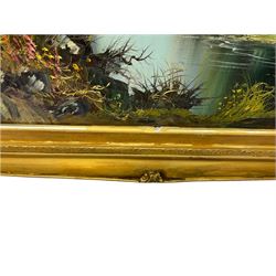 John Corcoran (British 1942-): Cottage in a Woodland Landscape, oil on canvas signed 60cm x 90cm