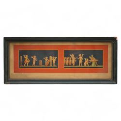 Geramia Discanno (Italian 1839-1907): Pompeii Frescos of Putti and Amorini, set seven 19th century lithographs with hand-colouring pub. 'Pompeii, House of the Vettii, Piccoli Amorini', Italy c.1890 max 18cm x 50cm (7)
Notes: Discanno was an Italian genre and landscape painter, who collaborated with archaeologists, lithographers and art historians to record the wall paintings in the Roman ruins of Pompeii and Herculaneum that were being excavated at the time.