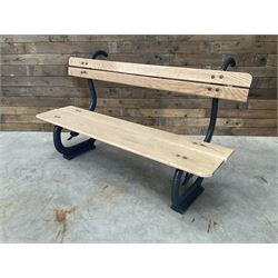 Victorian design cast iron serpent garden bench with oak slats