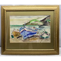 English Impressionist School (20th century): Beached Boats, watercolour and gouache unsigned 31cm x 47cm