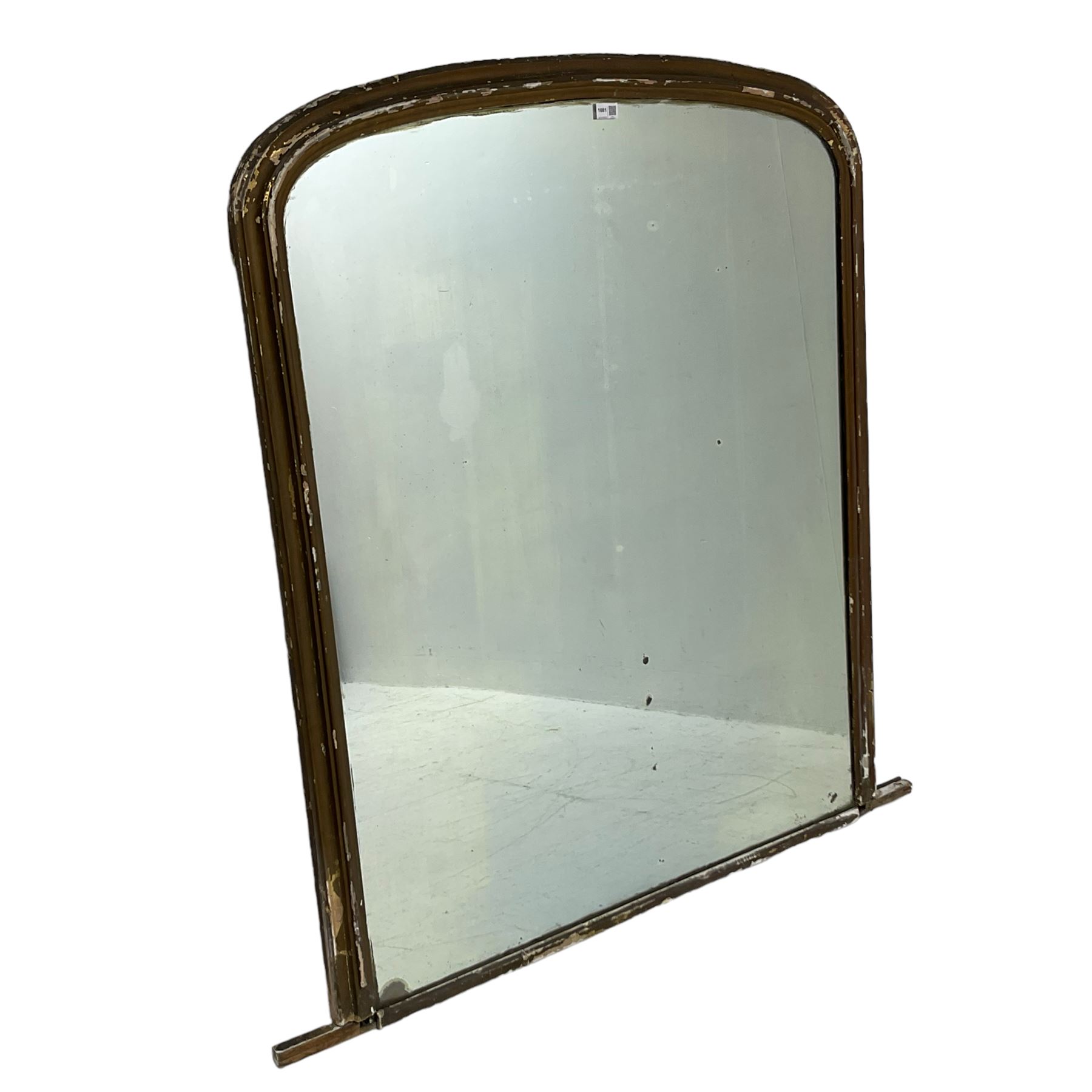 19th century gilt framed overmantle mirror, arched top