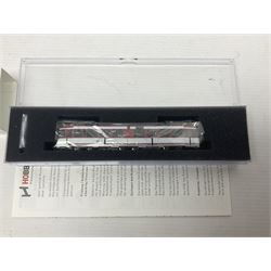 Hobbytrain 'N' gauge - three locomotives - H2970 Vectron Ep.VI CargoServ; H14902 Strassenbahn Duwag M6 Muhlheim/Ruhr; and H14903 Strassenbahn Duwag M6 Nurnberg; all boxed (3)