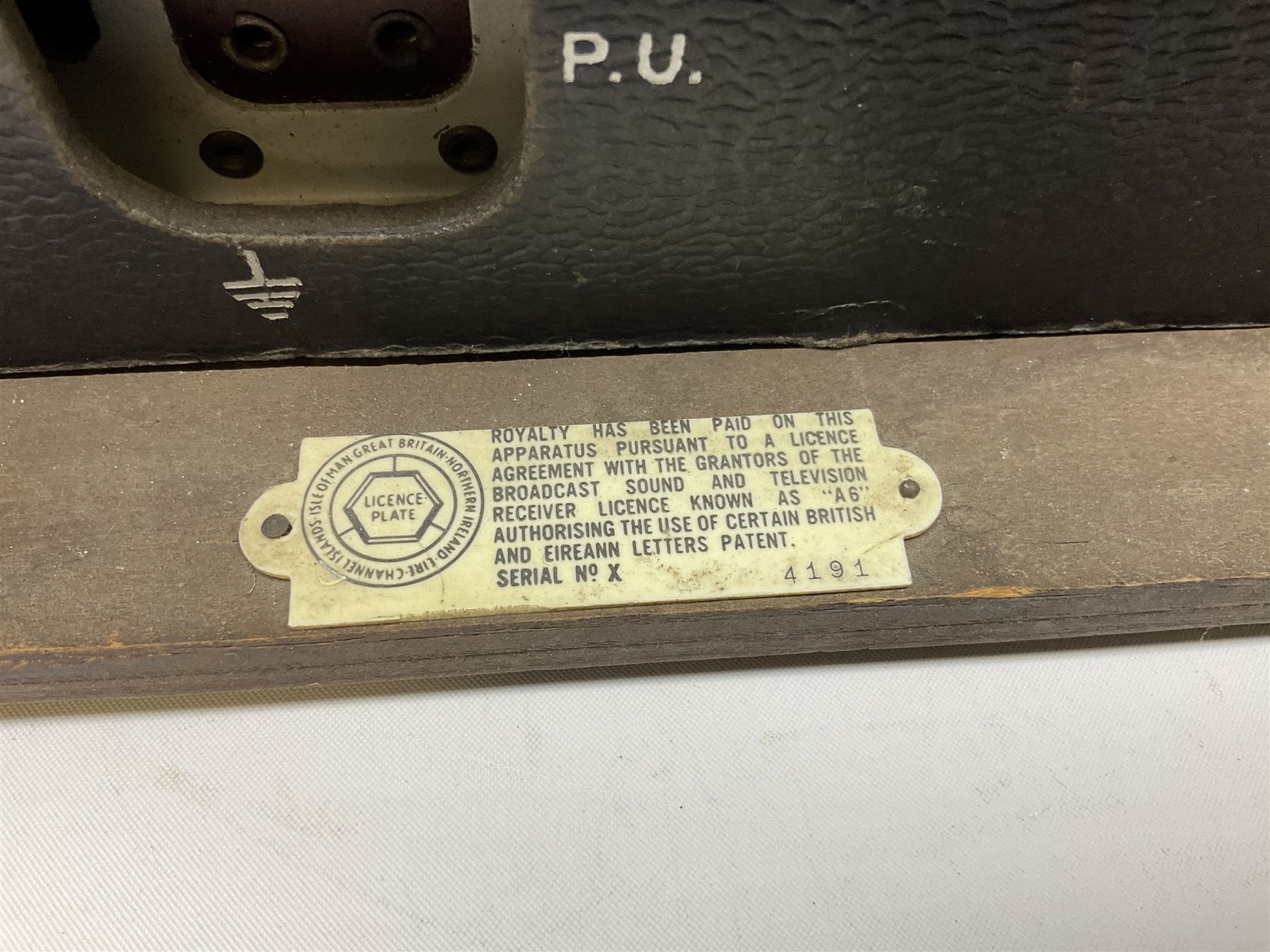 1950s Pye Type PE80 Cambridge International radio, W58cm H43cm D27cm, together with 1952 Pye Type P45 valve radio and 1940s Pye Type 15A radio (3)