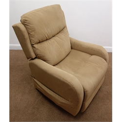  Powerlift electric recliner armchair, upholstered in a beige fabric, W80cm (This item is PAT tested - 5 day warranty from date of sale)  