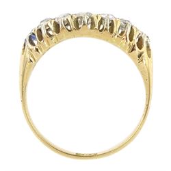 Victorian gold two row old cut diamond ring, stamped 18ct, total diamond weight approx 0.70 carat