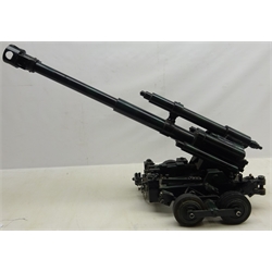  Handcrafted steel model of a Field Gun on four rubber wheels 88cm barrel (not drilled) 99cm overall  