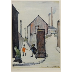 After Laurence Stephen Lowry RA (Northern British 1887-1976): 'The Viaduct Street Passage', limited edition colour print No.727/850, pub. Adam Collection with blind stamp 37cm x 25.5cm  