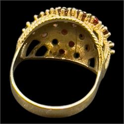 9ct gold red paste cluster ring