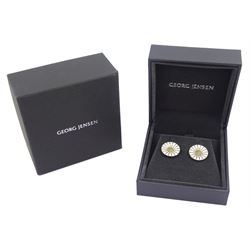 Georg Jensen pair of silver-gilt white enamel daisy stud earrings, boxed