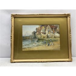 John Wynne Williams (British fl.1900-1920): Children playing on Tate Hill Sands Whitby Harbour & Fylingdales Moor, pair watercolours signed 23cm x 35cm (2)