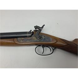 SHOTGUN CERTIFICATE REQUIRED: Fabbrica Armi F.lli Pietta Gussago BS Italy 12-bore side-by-side muzzle loading black powder double barrel percussion hammer gun, retailed by Navy Arms Co. Ridgefield N.J., the 71cm (28