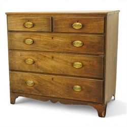 George III mahogany straight-front chest, fitted with two short over three long graduating...