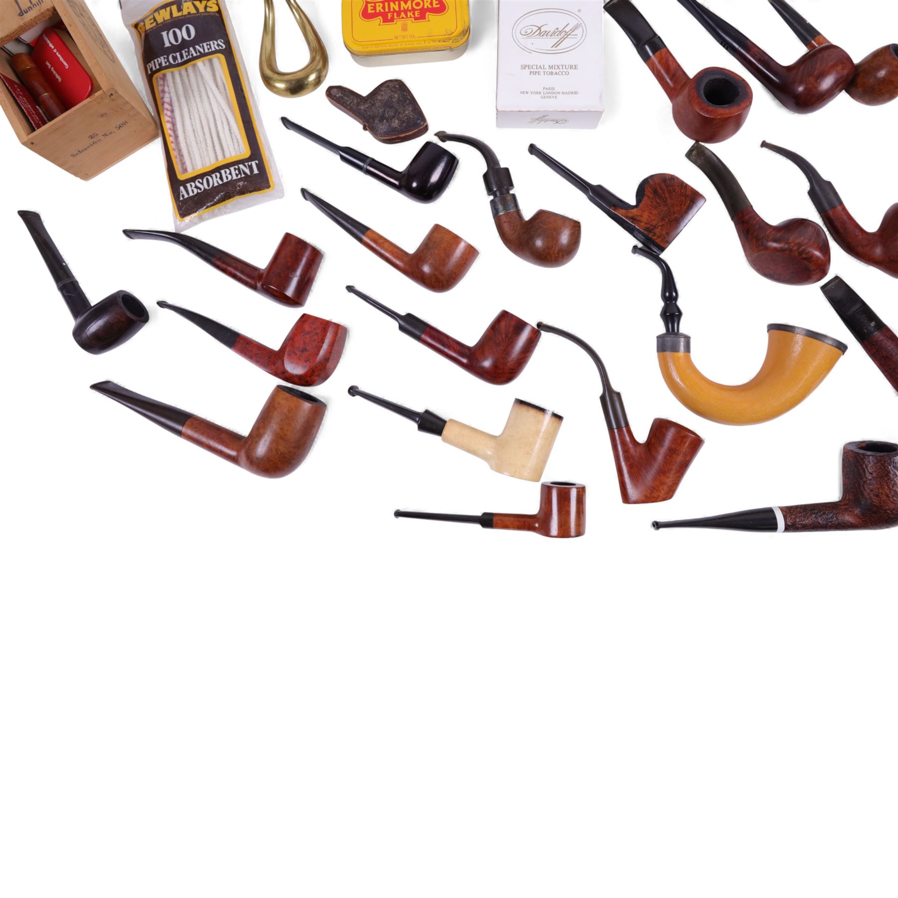Karl Hart Schwetzingen cigar mould, together with a collection of pipes, including makers Carey, Stanwell, Dunhill etc