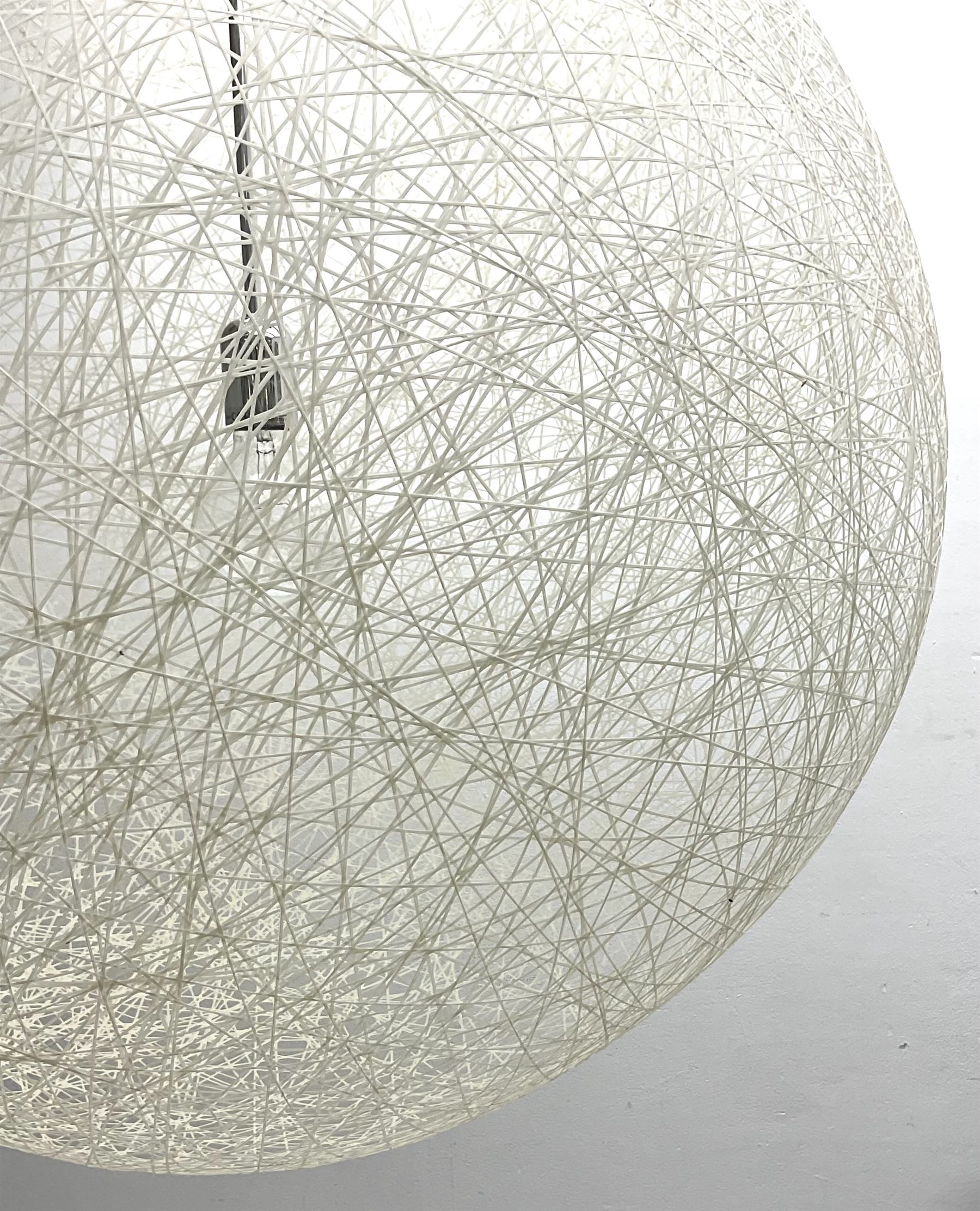 Large contemporary spun spherical light fitting with single branch