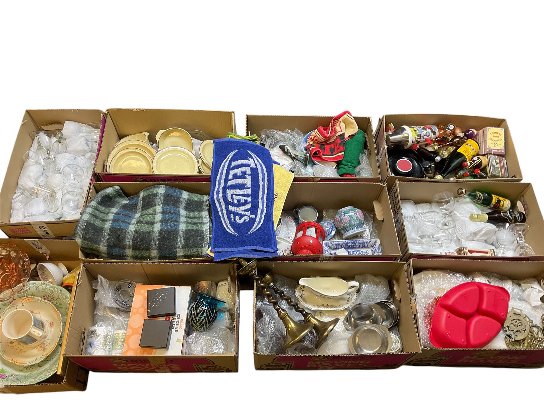 Collectables including breweriana, horse brasses, ceramics etc in eleven boxes  