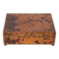 19th century Anglo-Indian tortoiseshell veneered box on bun feet, H9cm, L25cm