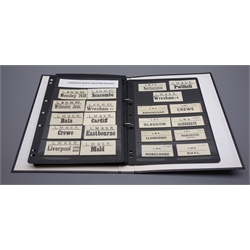  Modern loose leaf album containing over three hundred pre-grouping railway luggage labels including GER, GWR, LSWR, SECR, SR, LBSCR, LNER, LNWR etc, various sizes, colours and destinations  