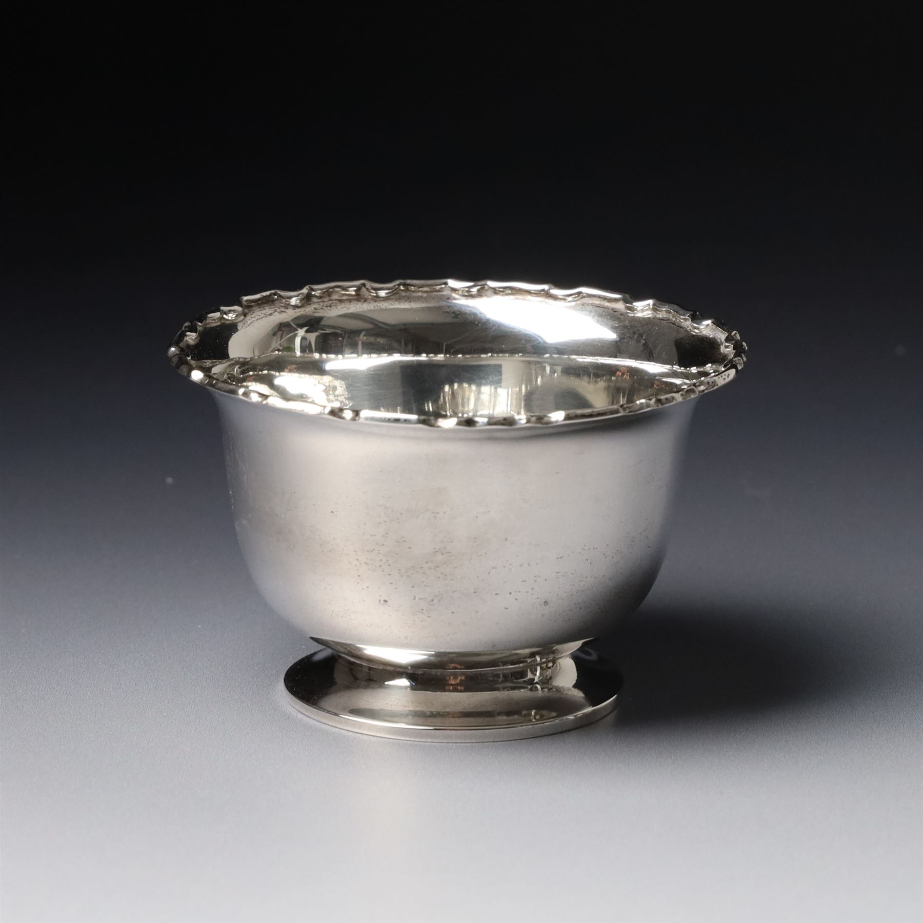 Silver sugar bowl and matching cream jug with crimped rims Birmingham 1938 Maker Adie Bros.