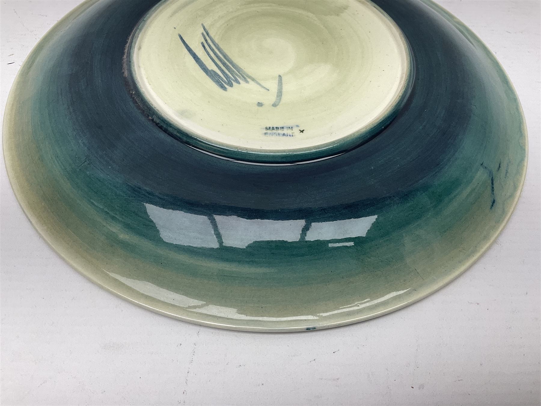 Moorcroft charger decorated in Seahorse pattern, circa 1960, with painted and impressed marks beneath, D26cm