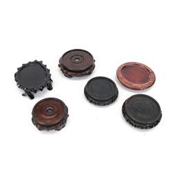 Six Chinese hardwood display stands, lar