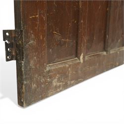 Mouseman - 1940s glazed, panelled and adzed vestibule door with castellated frame, with carved mouse signature, by Robert Thompson of Kilburn