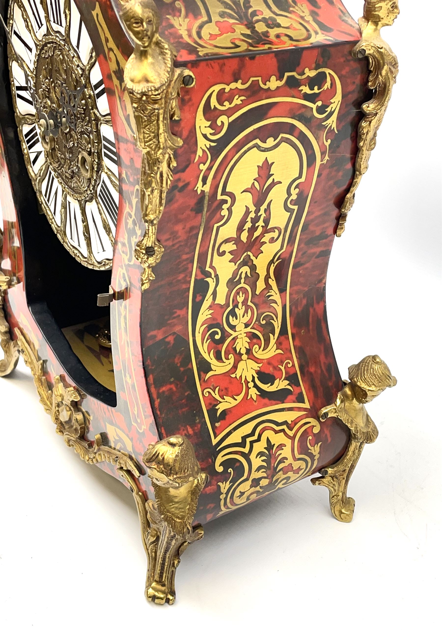 Contemporary Italian Boulle clock with a conforming wall bracket in