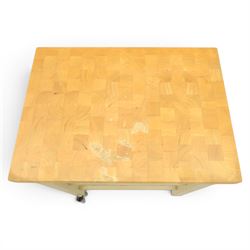 T & G Woodware - 'Pembroke Trolley' contemporary butchers block kitchen trolley, single drawer, two tiers of shelving raised on castors
