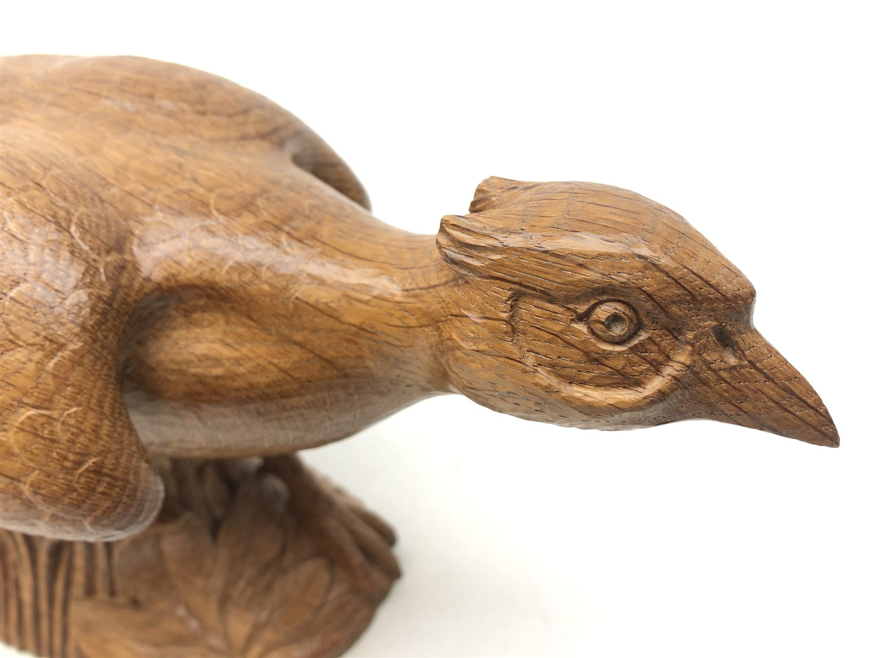 'Mouseman' Oak Pheasant, in a running pose with carved mouse signature