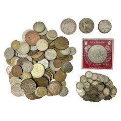 William and Mary 1693 halfcrown coin (holed), various Great British pre-1920 and pre-1947 silver threepence pieces, Ireland 1928 halfcrown and 1934 florin, Queen Elizabeth II 1994 fifty pence coins etc