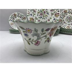 Minton Haddon Hall part tea and dinner service, including six cups and saucers, six dinner plates, six side plates, six twin handled bowls and saucers etc (44) 