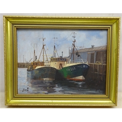  Don Micklethwaite (British 1936-): 'Fish Market', Scarborough, oil on canvas board signed 29cm x 40cm   