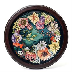 Moorcroft Carousel pattern charger and frame, designed by Rachel Bishop, with impressed an...