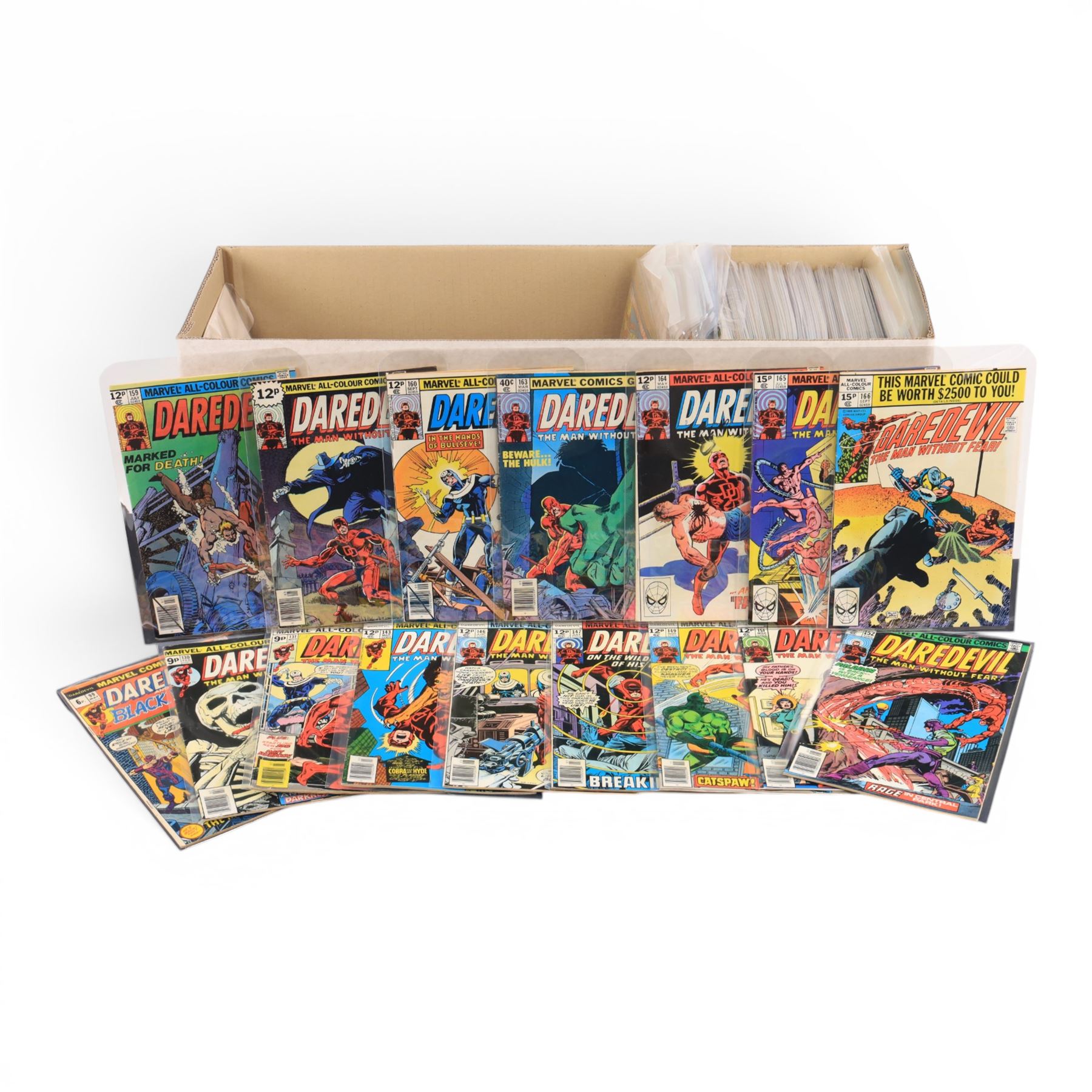 Marvel Bronze Age 'Daredevil' comic books, spanning years 1973-1989, comprising issues #99, #130, #131, #143, #146, #147, #149, #151-#160, #163-#167, #170-#268, #271, #272, #276, #279, #281, #284-#286 and #292, together with 1993 'Daredevil The Man Without Fear' comic books issues #1-#5