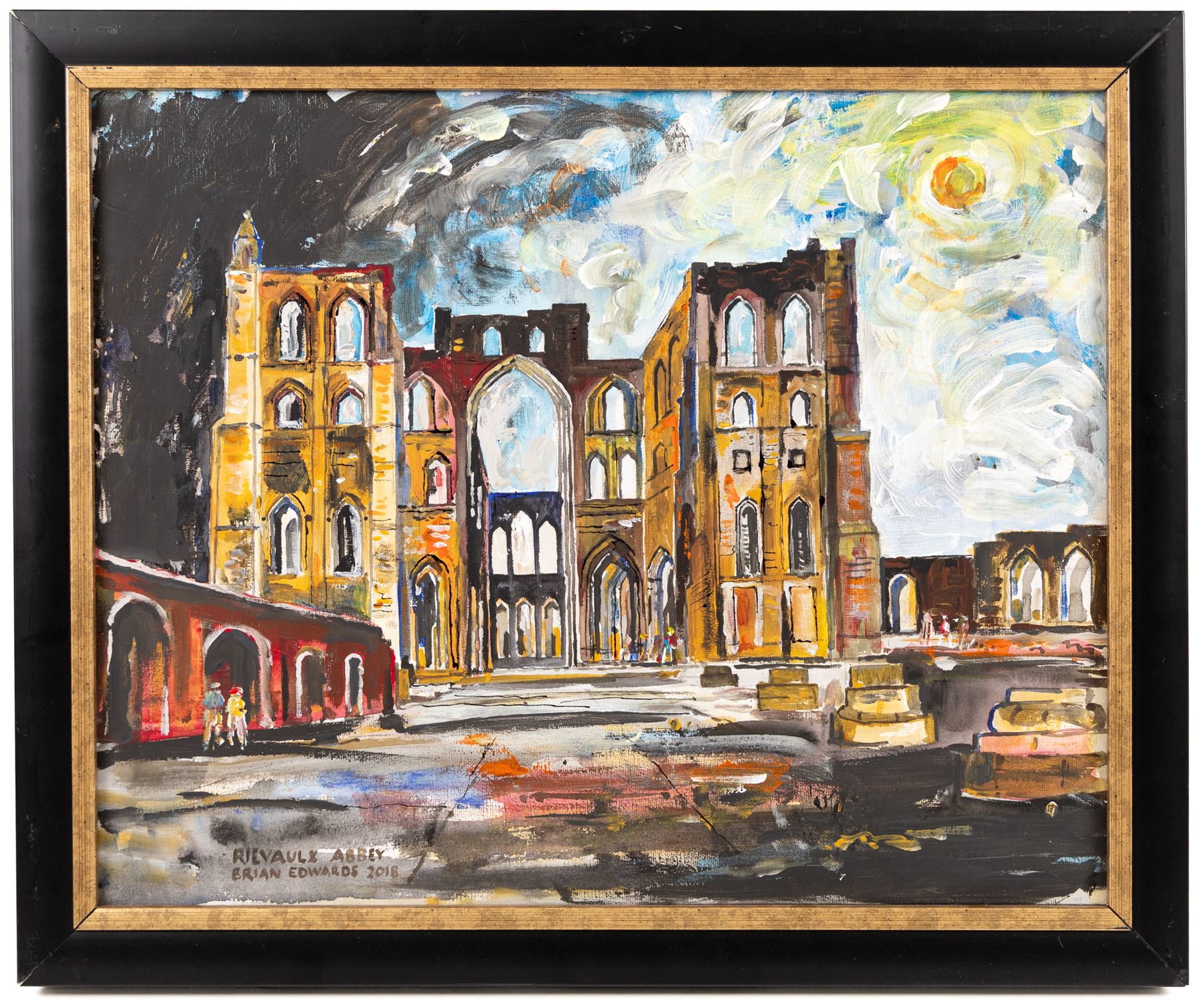 Brian Edwards (British 1944-): 'Rievaulx Abbey 2', mixed media on canvas signed and dated 2018, titled verso 40cm x 49.5cm
Notes: Dr Brian Edwards is Emeritus Professor of Architecture at ECA Edinburgh University. He is the author of the book ‘Understanding Architecture through Drawing’, has exhibited at the Edinburgh Festival, the RSA and architecture section of the RA Summer Exhibition. As a retired architect, his paintings explore the interface between art and architecture