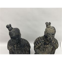 Pair of Chinese 'Terracotta Warrior', modelled as soldiers, H38cm