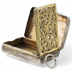 George IV silver vinaigrette with pierced and gilded grille Birmingham 1821 Maker John Shaw and a Victorian vinaigrette with engraved decoration Birmingham 1836 (2)