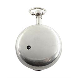 Victorian silver pair cased verge fusee pocket watch by Thomas Martin, London, No. 8139, pierced and engraved balance cock decorated with a mask, white enamel dial with Roman numerals, case by William Carter, London 1856