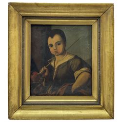 English School (19th century): Portrait of a Fencing Pupil, oil on canvas unsigned 32cm x 28cm