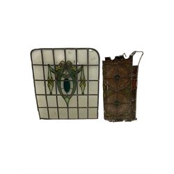 Two stained and leaded glass panels