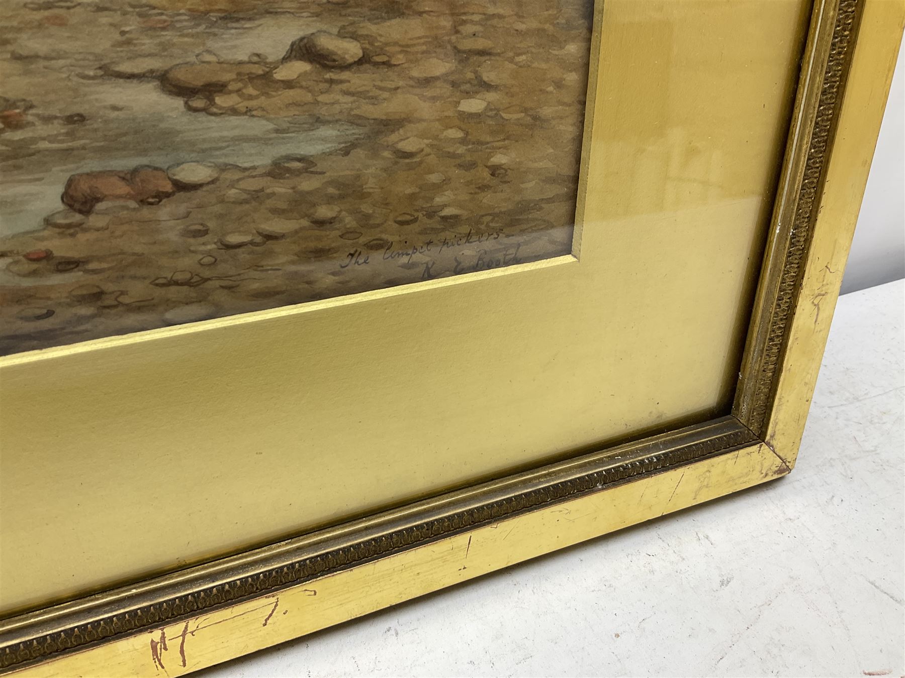 Kate E Booth (British fl.1850-1898):  'The Limpet Pickers', watercolour signed and titled 33cm x 51cm