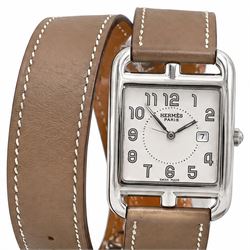 Hermès Cape Cod ladies stainless steel quartz wristwatch, Ref. CC2.710, white / silvered d...